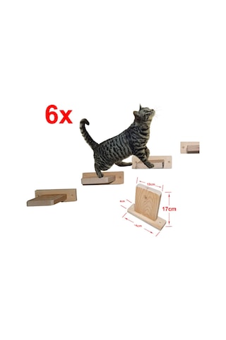 10 Parça Doğal Ahşap Duvar Kedi Oyun Merdiveni Seti Köprü SET1