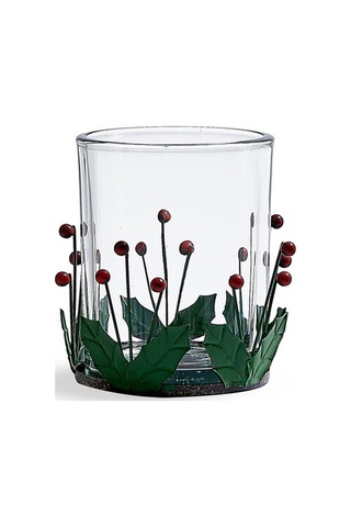 Pasabahce Berry Metal Tealight Mumluk Kırmızı Yeşil - 1 Adet Çok Renkli