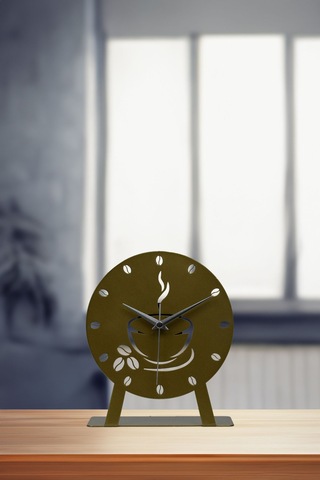 Coffe Model Metal Lazer Kesim Akar Sessiz Mekanizmalı Masa Saati Gold