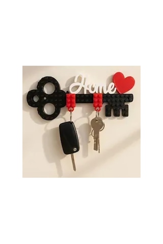 Home Yazılı Kalpli Anahtarlık Şeklinde Anahtarlık Lego Tarzı 3 Cep Anahtarligi Dahil Siyah Siyah