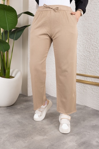 Beli Lastikli Keten Pantolon - Vizon / A0104 Vizon