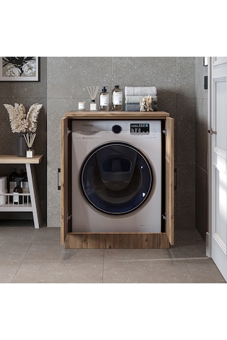Çamaşır Kurutma Makinesi Alt Dolabı Kapaklı Banyo Alt Dolap.55 Atlantik Çam