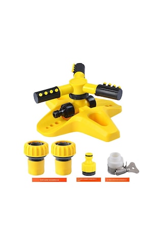 Springsun Ev Ve Bahçe İçin 360 Derece Döner Otomatik Sulama Sprinklerı - Seri Bağlanabilir Çim Ve Bahçe Sulama Aleti Sarı + Bağlantı Parçaları