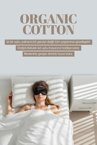 Organik Koton Ortopedik Visko Yastık - %100 Doğal Pamuk Kumaş - Konforlu Nem Kontorllü Akıllı Yastık Beyaz