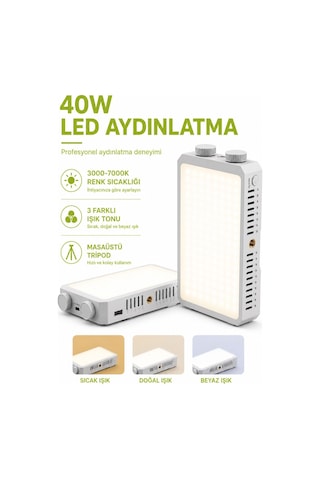 Levong,le-042 40w Profesyonel Led Çekim Işığı 3 Işık Tonu Kompakt Güçlü Aydınlatma, Tripod Ve Kamera Uyumlu