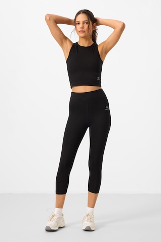 Tommylife Siyah Yüksek Bel Kapri-crop Atlet Slim Fit Kadın Tayt Takım - 95284