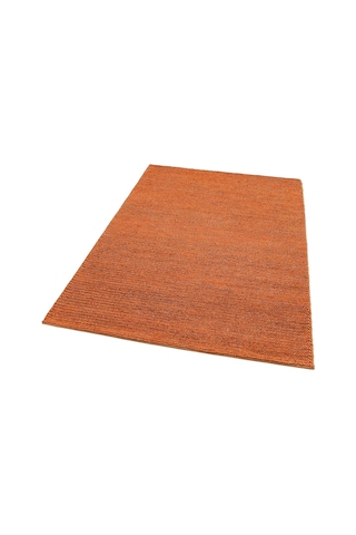 Fine Choti Rust Terra Flatweave El Dokuma Naturel Jüt Hasır Halı