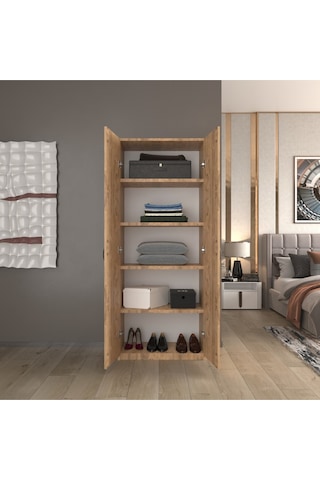 2 Kapaklı 5 Katlı Çok Amaçlı / Elbise Dolabı / Saklama Dolabı 70 Lilyum Çok Renkli