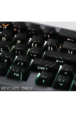 Mekanik Klavye Kontur Keycaps Seti- 137 Tuş Şeffaf Rgb Uyumlu Çizgili Tuş Takımı Beyaz