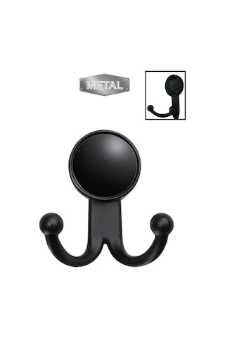 Metal Boncuk Askı Siyah Duvar Tipi Tekli Siyah