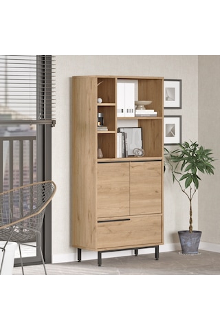 Yurudesign Ocean Ofis Klasör Dolabı Kitaplık 3 Kapaklı Metal Ayaklı Sepet On9b-s Kahverengi
