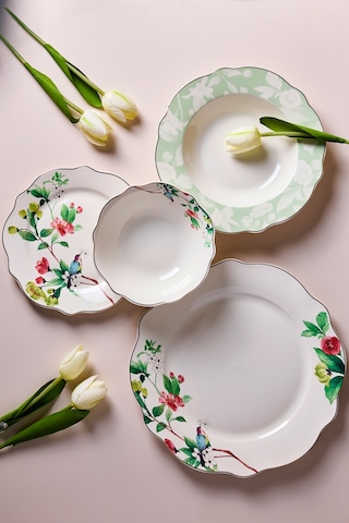 Porselen Bridy Bone 24 Parça 6 Kişilik Yemek Takımı Desenlı Desenli