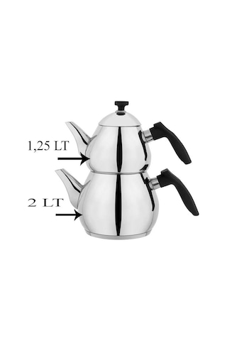 Schafer Çelik Çaydanlık Takımı Ortaboy Siyah Renk Tea Chef