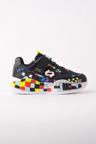 Muggo Block Renkli Blok Tabanlı Cırtlı Ve Bağcıklı Çocuk Sneaker Spor Ayakkabı Siyah