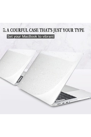 Macbook Air 13.3 Inç M1 Çip Uyumlu A2337 A2179 A1932 Simli Şeffaf Siyah Koruyucu Kılıf Crystal Star Şeffaf