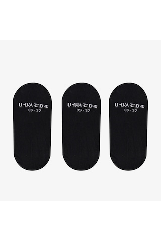 Unıted4 Unisex Siyah 3'lü Babet Çorap U3ss20000