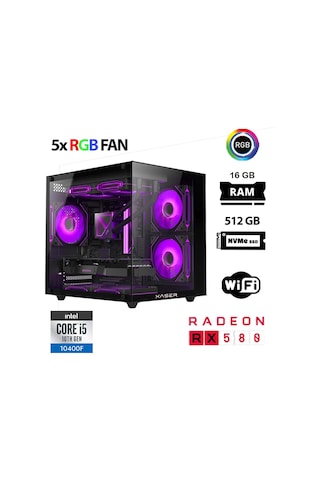 Xaser Cube X110 i5-10400F 16 GB 512 GB M.2 Nvme SSD 8 GB RX580 Free Dos Masaüstü Oyuncu Bilgisayarı