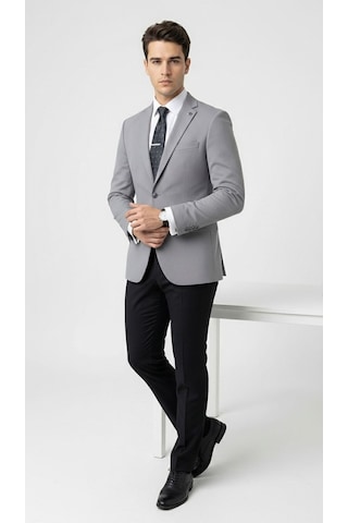 Plus Scorpion Plus Scorpıon Erkek Açık Füme Slim Fit Blazer Ceket Tek Düğme, Modern Kesim Füme