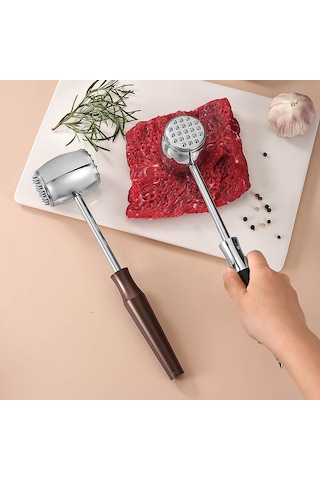 Cbtx 304 Paslanmaz Çelik Sığır Çekiç Kalınlaşmış Katı Tokmağı Mutfak Çift Taraflı Et Gevşek, Sap: Alüminyum