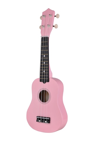 Yaozixa 21 İnç Ahşap Ukulele - Çalınabilir Kısa Gitar - Pembe Renk