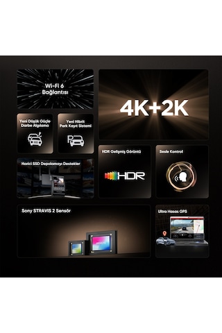 Viofo A329s 2 Kameralı Ön+arka 4k 60fps+2k Wi-fi 6 Hdr Sony Starvıs 2 Sensör Gps'li Ssd Destekli Araç Kamerası