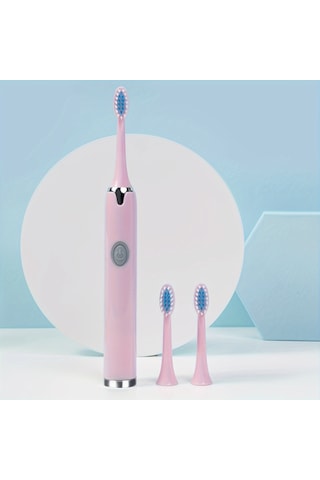 Eastmeeetwest--kişisel Ağız Beyazlatma Diş Elektrikli Diş Fırçası Seti, Bir Bataryalı Seyahat Elektrikli Diş Fırçası, Taşınabilir Diş Fırçası, 3 Fırça Kafa Dahil, Piller Hariç. Pembe