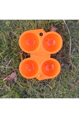 Aotu AT6358 2 Hazneli Dayanıklı Plastik Yumurta Saklama Kutusu Turuncu Çok Renkli