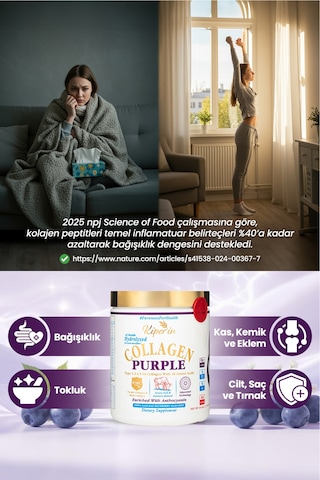 Kiperin %100 Saf Ve Doğal Mor & Çoklu Kolajen Peptitleri İçeren Lipozomal Teknoloji Diyet Takviyesi 576gr