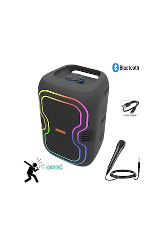 Vorex Platoon Pl-4340 / 8 İnç Bluetooth Hoparlör 25w Rgb Usb Flash Müzik Mikrofonlu Karaoke
