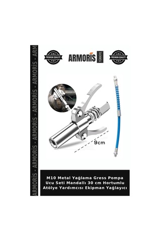 M10 Metal Yağlama Gress Pompa Ucu Seti Mandallı 30 Cm Hortumlu Atölye Yardımcısı Ekipman Yağlayıcı