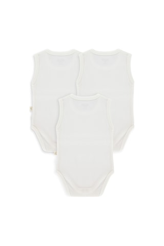 Civil Baby Düz Sıfır Kol 3 Lü 3-9 Ay Çıtçıtlı Badi - Beyaz