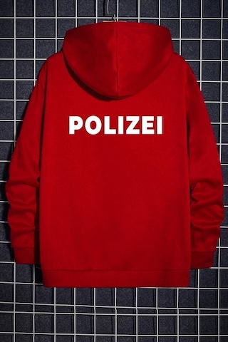 Altamira Unisex Polizei Baskılı Oversize Kapüşonlu Sweatshirt 001