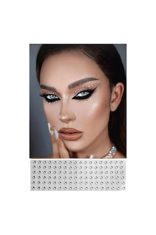 Yüz Taşı Kristal - Burun, Vücut Taşı, Tattoo Makyaj Taşı, Yapışkanlı, 24 Adet Açık Kahverengi