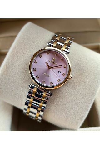 Raymond Pembe Kadran Çelik Kadın Kol Saati Altın