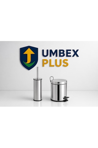 Umbex Plus- 5 Litre Paslanmaz Krom 2 Li Banyo Seti Pedallı Çöp Kovası Wc Klozet Tuvalet Fırca Seti Banyo Umbex Plus- 5 Litre Paslanmaz Krom 2 Li Banyo Seti Pedallı Çöp Kovası Wc Klozet Tuvalet Fırca Seti Banyo