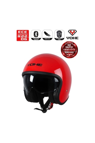 Yohe Motosiklet Kaskı 880-vespa-red-shıny Kırmızı