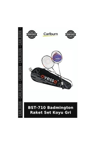 Delux Serisi Bst-710 Badmington Raket Set Koyu Gri Hobi Plaj Bahçe