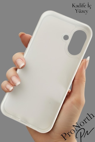 Iphone 16 Uyumlu Kılıf Logolu Lansman Soft Yumuşak Içi Kadife Silikon Kapak Beyaz