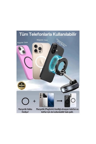 Volvo Xc-90 2010-2011-2012-2013-2014 Oto Telefon Tutucu, Güçlü Neomidyum Mıknatıslı, Kilitlenen Vakum Teknolojisi Siyah