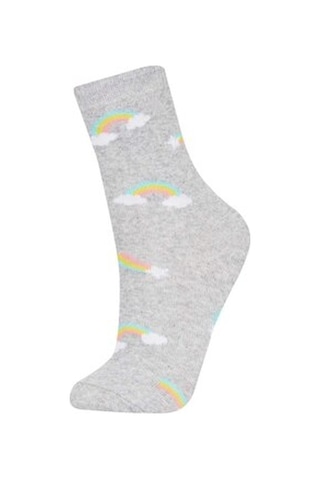 Defacto Kız Çocuk 3'lü Pamuklu Uzun Çorap D5725A8NSKR1 Çok Renkli