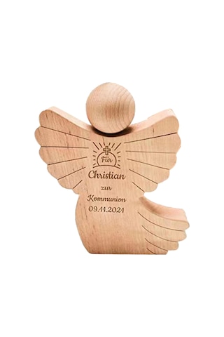 Suntek Oyma Ahşap Melek Heykelcik Dini Hediye Dekoratif Melek