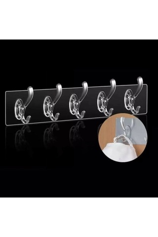 Babylondy Yapışkanlı 5'li Şeffaf Askı Pratik Şeffaf