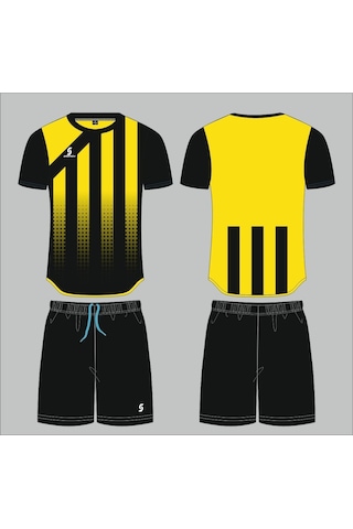 Sportech Sarı-Siyah Forma Takımı K0132 (Tek Kelime İsim Ve Numara Yazılır) Sarı - Siyah