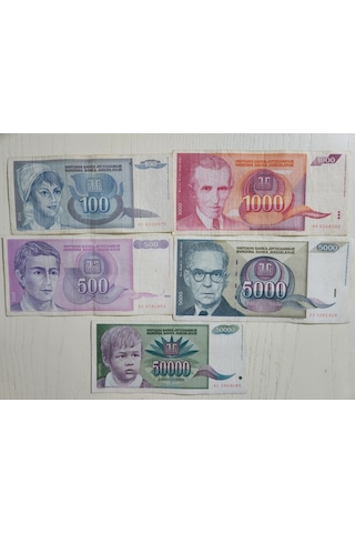 Edi Antik Yugoslav Dinarı 1992 Temiz Tam Set Yugoslav Para Seti 5 Adet