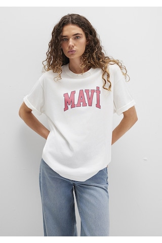 Mavi - Mavi Logo Baskılı Beyaz Tişört 1600843-80194 Beyaz