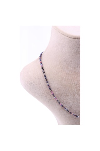 Safir Ve Yakut Taşlı Doğal Taş Kolye Bileklik Seti Fasetli Kesim 2-3 Mm Çok Renkli