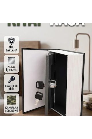 Kamuflajlı Kitap Kasa Anahtarlı Kilit, Metal İç Hazne Ve Sözlük Görünümü