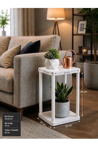 Sakura 2 Katlı Çiçeklik Saksılık Beyaz