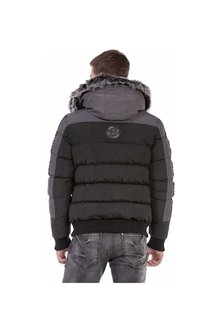 Cipo & Baxx Cm182 Kürklü Çift Renk Şişme Mont Siyah