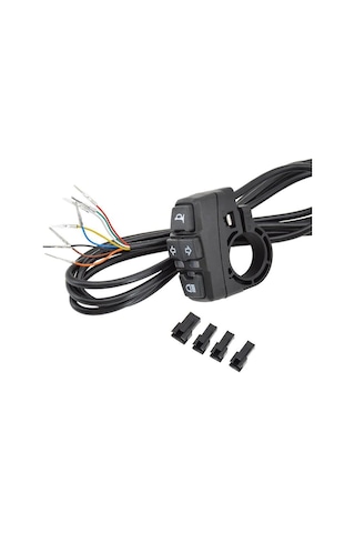 Tenfowee 48v Elektrikli Bisiklet Anahtarı: 22mm Gidon Uyumlu, Ip65 Su Geçirmez, 8 Çekirdekli Kablo, Siyah Plastik